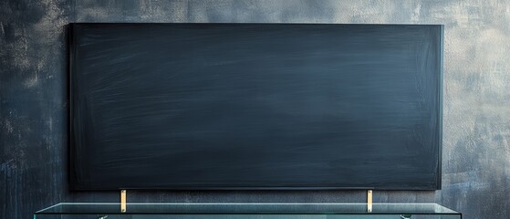 Obraz premium Art Studio Blackboard with Minimalist Glass Table Elegance 