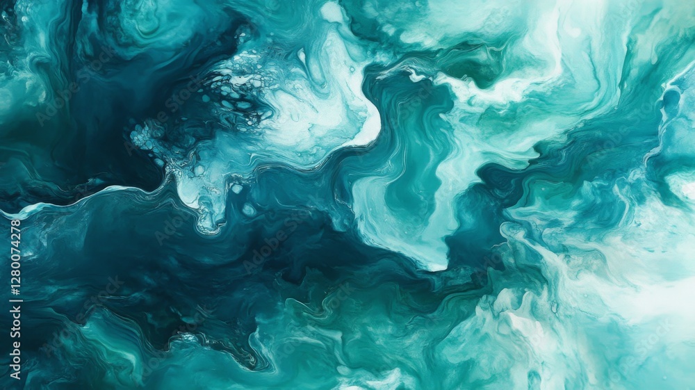 Aufkleber swirling shades of teal and azure create an abstract ocean-inspired artwork, capturing fluid movemen