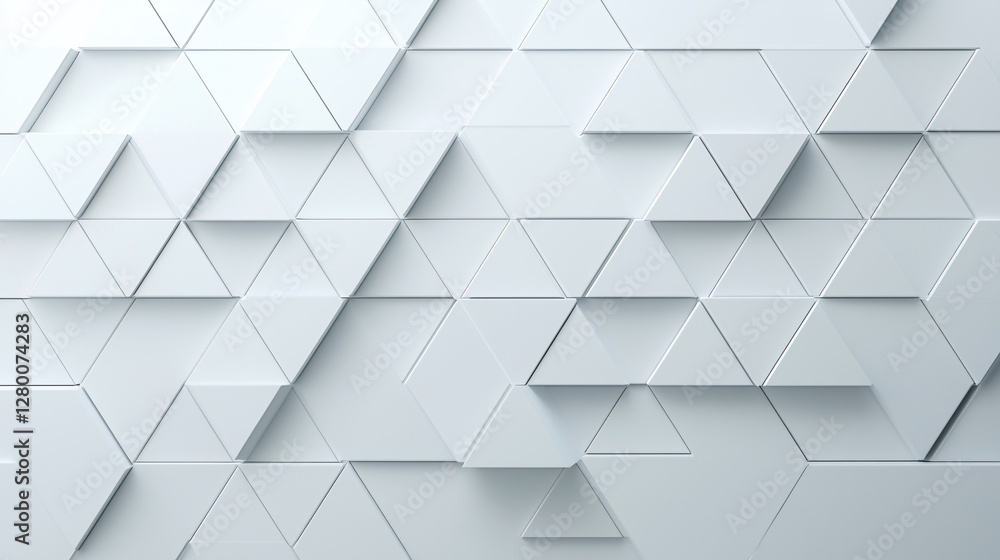 Poster geometric hyperspace abstraction, interconnected triangular forms extending infinitely, soft and har