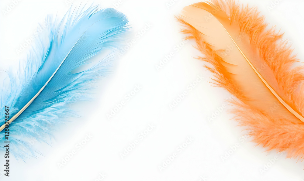 Aufkleber vibrant feathers, a close-up view showcasing intricate details and vivid colors of two striking feat