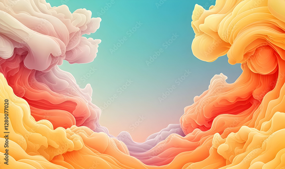 Aufkleber vibrant abstract swirls, a dynamic composition of colorful, flowing shapes creating a sense of movem