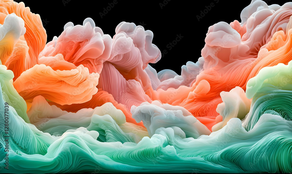 Poster vibrant abstract swirls, an energetic composition of colorful swirling shapes that evoke movement an
