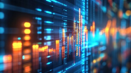 Abstract representation of digital data flow with vibrant colors and glowing lines in a tech environment