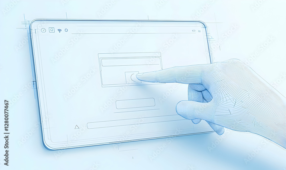 Poster search bar blueprint, a detailed sketch showcasing a user-friendly search interface design, emphasiz