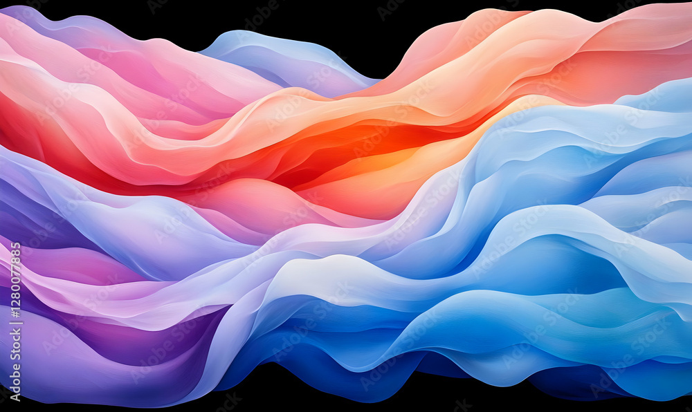 Poster dynamic flow of digital assets, a vibrant composition illustrating the movement and interaction of d