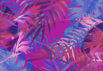 南国の植物のサイケデリックなイラスト