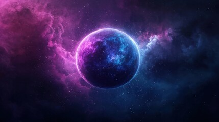 Obraz premium Vibrant cosmic scene with a glowing planet in space