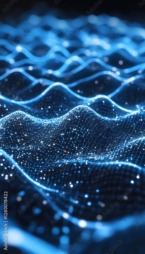 Aufkleber blue abstract digital network of glowing connected data points