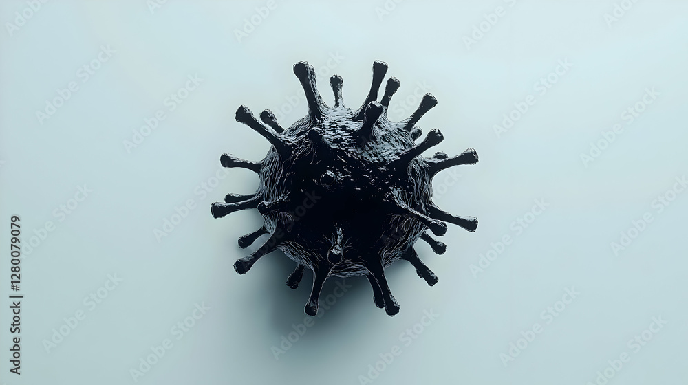 Poster minimalist virus representation, a simple yet striking illustration of a virus using soft, muted col