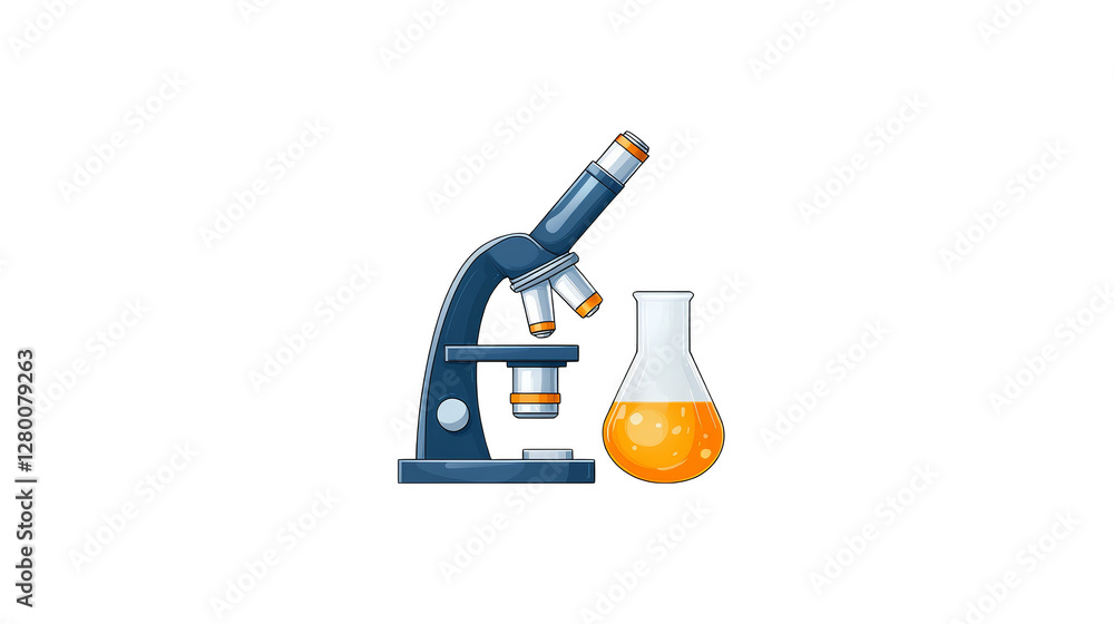 Poster detailed view of a microscope in laboratory setting, with another microscope in the background.
