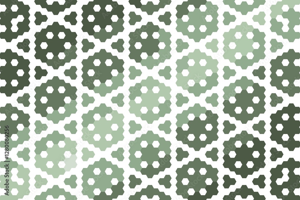Poster geometric hexagonal pattern in sage green tones forming an abstract mosaic. contemporary design conc