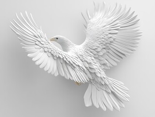Obraz premium Soaring white eagle abstract art digital sculpture minimalist design