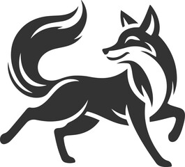 A fox prancing with its tail swaying happily animal vector silhouette