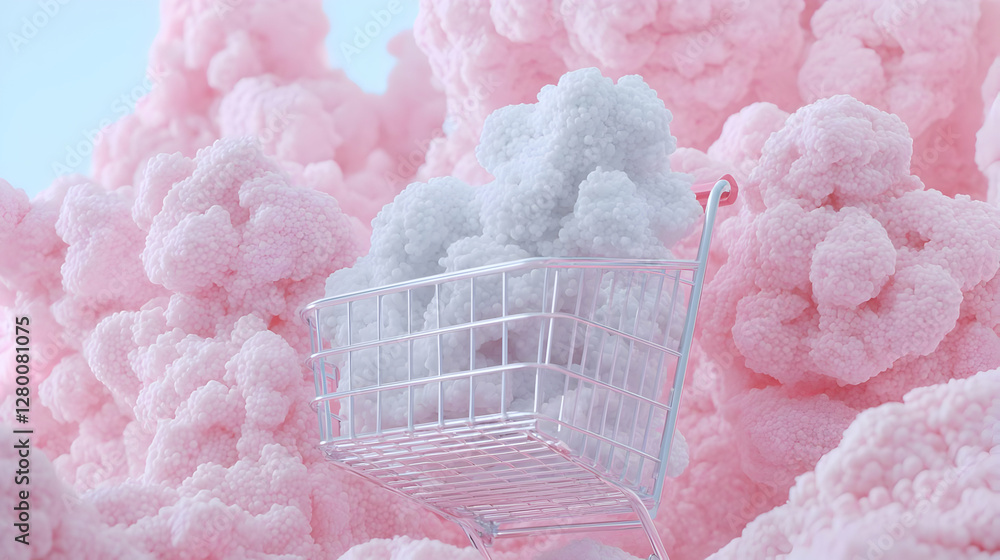 Aufkleber vibrant shopping cart mockup, a colorful and engaging design showcasing a digital shopping cart with