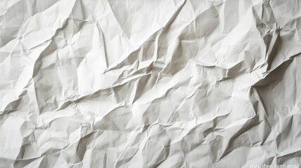 Fototapeta premium Crumpled white paper texture displaying intricate folds and creases, creating an artistic backdrop for various design purposes and creative projects