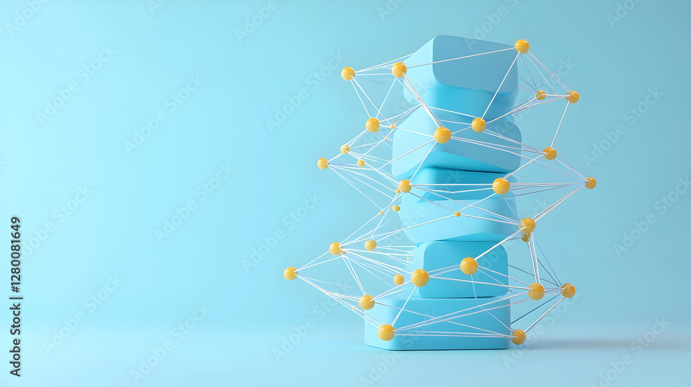 Poster abstract connections, vibrant blue and yellow lines intertwine, creating a dynamic visual rhythm tha