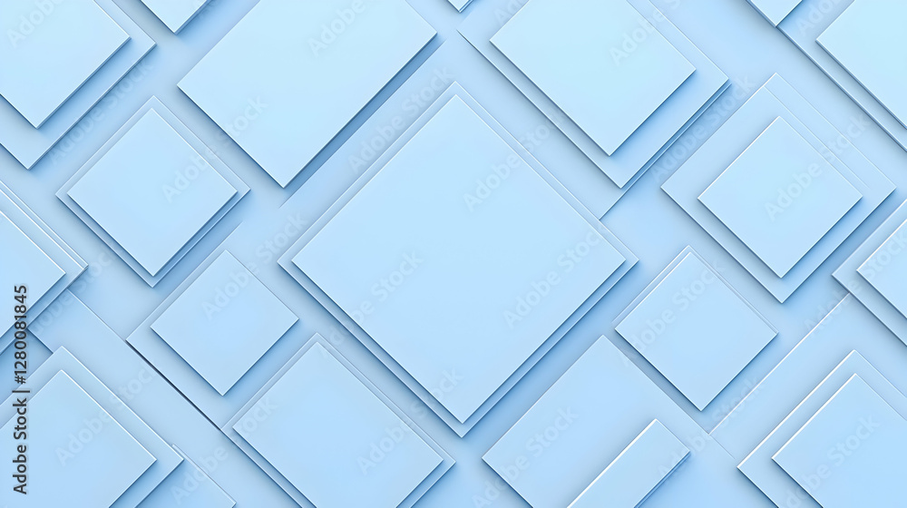 Poster abstract blue geometric design featuring layered shapes, creating a dynamic interplay of forms and c