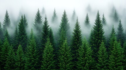 Obraz premium Misty mountain evergreen forest