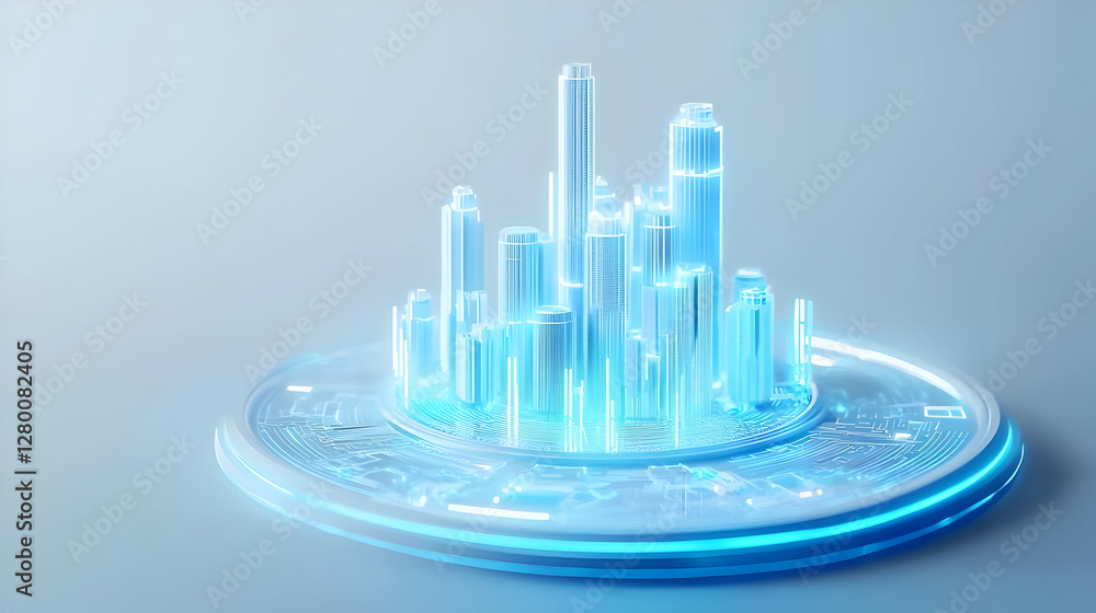 Poster digital bitcoin emblem enveloped in holographic patterns, symbolizing modern finance and technologic