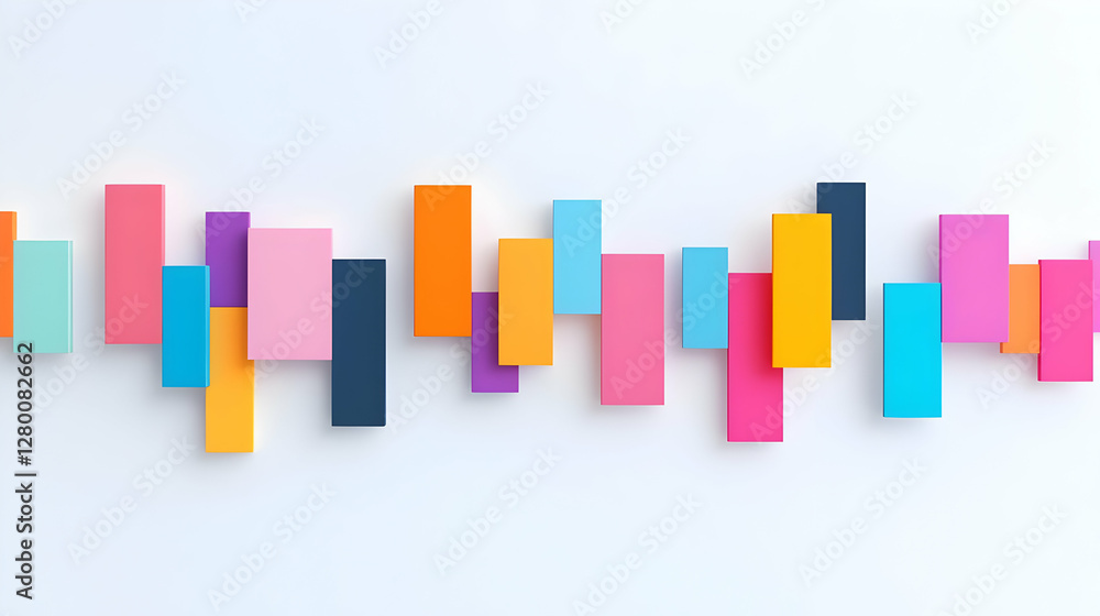 Aufkleber vibrant geometric tapestry showcasing an intricate arrangement of colorful rectangles, creating a dy