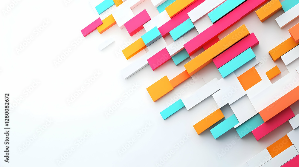 Poster colorful abstract grid design, vibrant rectangles arranged in a dynamic pattern, evoking energy and 