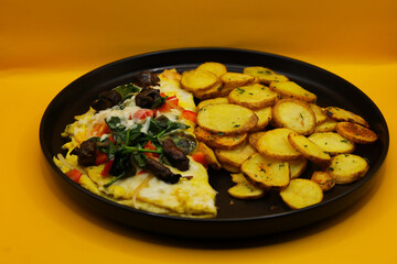 trendy food photografy-vibrant plated dishes on yellow backdrop