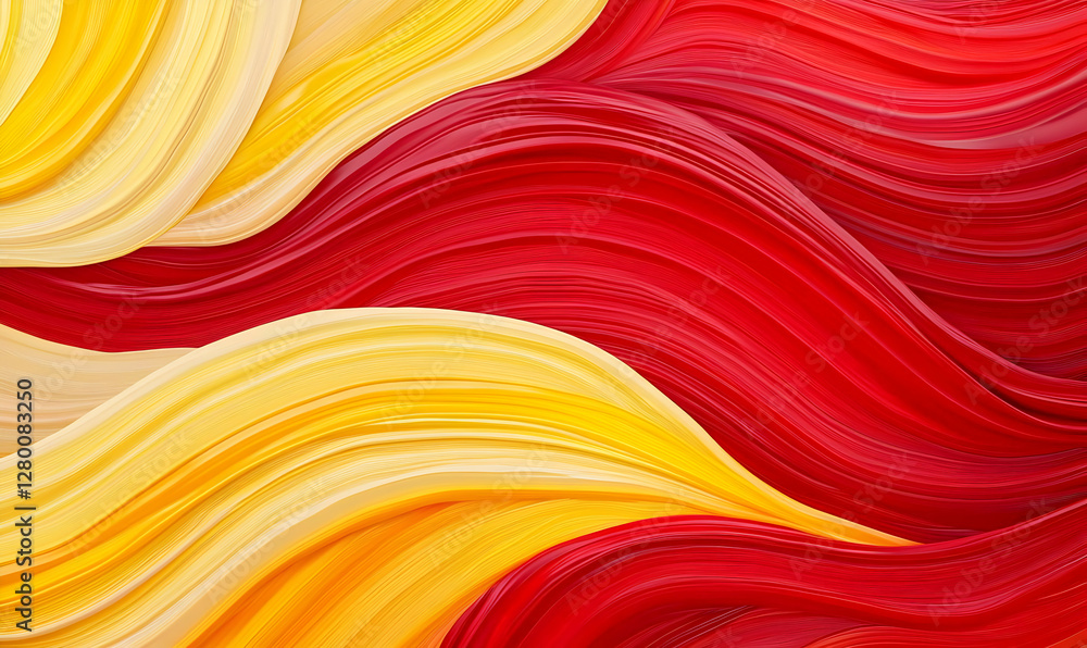 Poster vibrant flowing waves, an abstract composition featuring dynamic colors and fluid shapes that evoke 