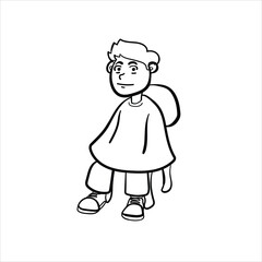 illustration of a person about to have their hair cut, black and white cartoon, good for your visual elements, omrat vector