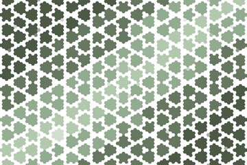 Hexagonal floral geometric pattern in sage green with pixelated abstract design. Digital mosaic concept