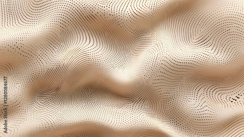 Poster beige abstract wave pattern, a flowing design with soft curves and gentle gradients, creating a sere