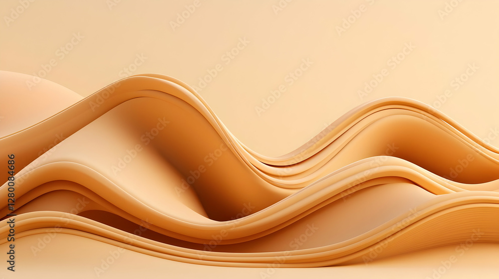 Poster beige abstract wave pattern, a fluid design featuring soft curves and subtle gradients, evokes a sen