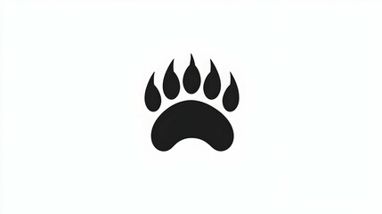 Black Bear Paw Print Icon, a flat style vector illustration showcasing the distinctive features of a bear's paw print, ideal for wildlife themes.