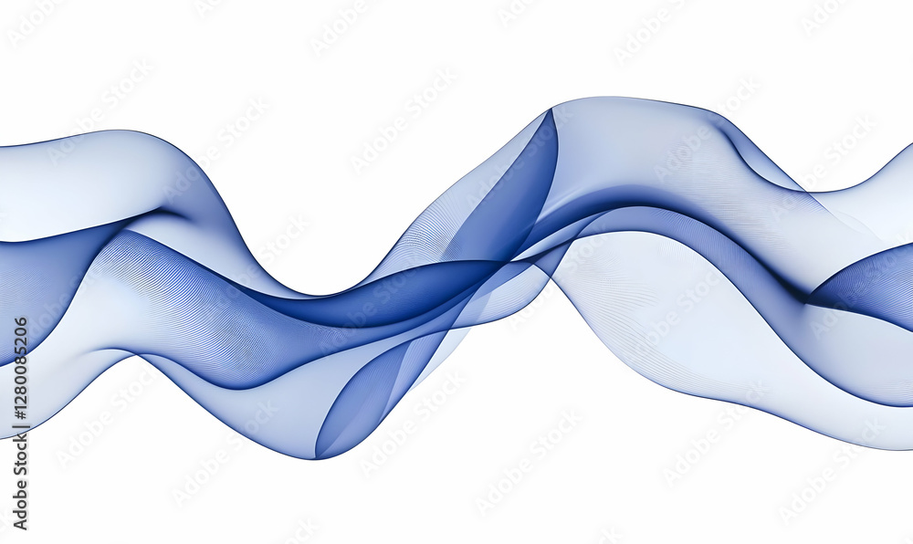 Poster blue abstract wave pattern, fluid lines undulating across a smooth backdrop, evoking tranquility and