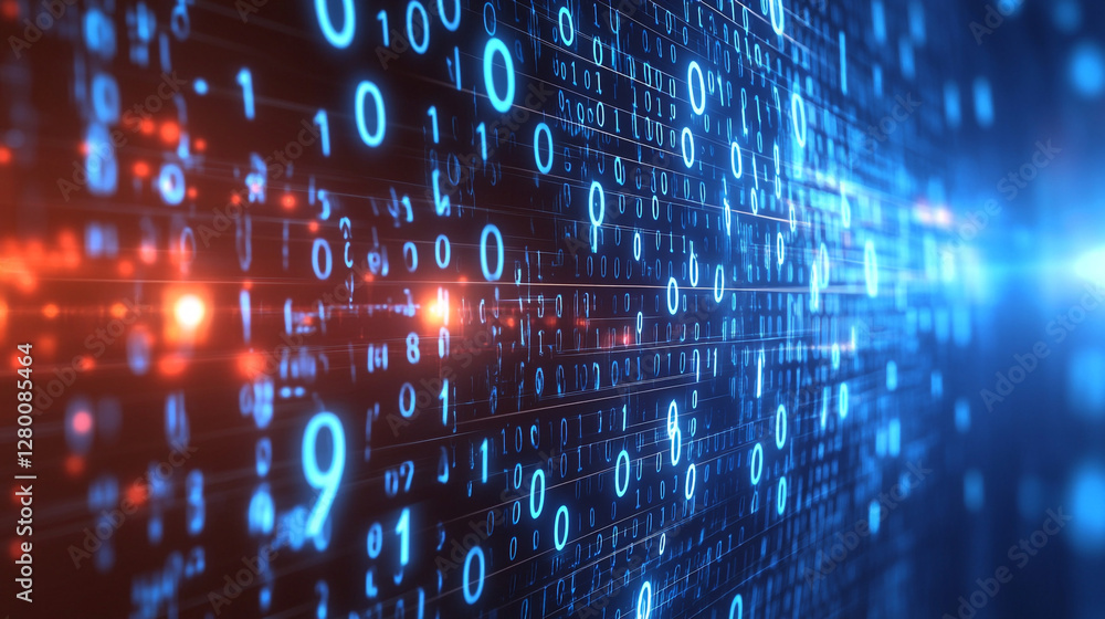 Poster binary code background for data and technology