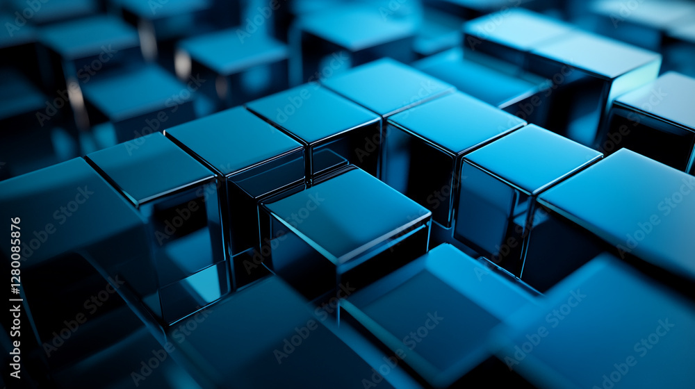 Aufkleber abstract blue cube pattern for futuristic concepts