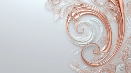 Elegant Rose Gold and White Swirling Floral Design