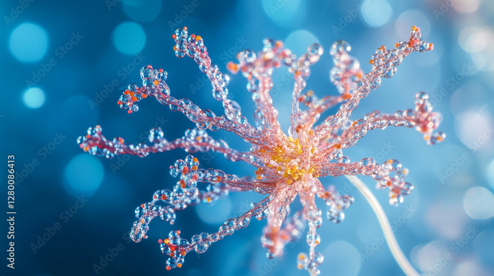 Poster abstract molecule structure on blue background for science or technology