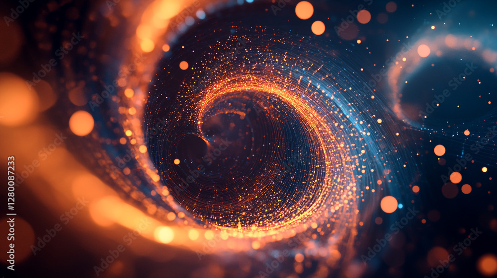 Poster abstract background particle vortex spiral for technology, science concepts