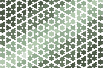 Intricate hexagonal mosaic in sage green with geometric floral hexagon arrangement and symmetrical detailing. Ornamental tile concept