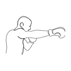 Continuous Line Drawing Boxer Power, Strength, Punch, Sport, Fitness, Athlete, Boxing Gloves, Muscle