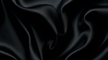 Obraz premium elegant black silk satin texture in dynamic motion
