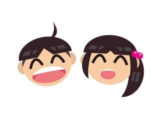 笑顔の男の子と女の子
