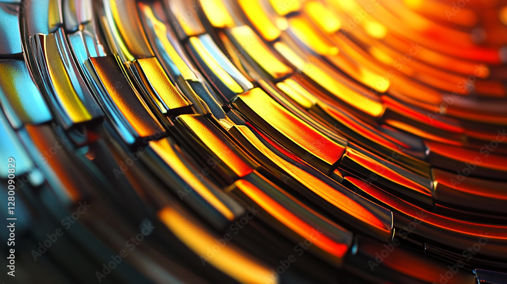 Poster abstract metallic structure with reflective surfaces for modern design