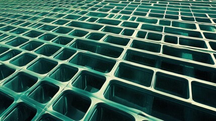 Abstract Teal Grid: Architectural Perspective