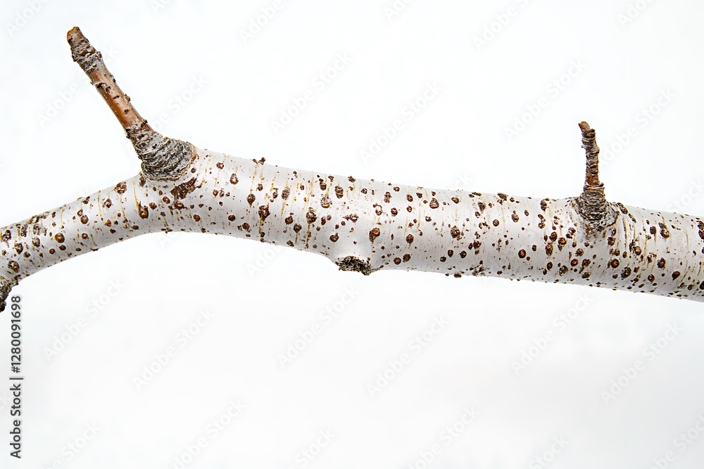 Poster birch tree branch isolated on white background with clipping path.
