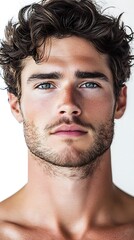 Obraz premium A close up portrait of a handsome man with blue eyes