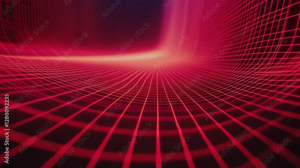 Poster abstract red perspective grid background for technology, presentations or design templates