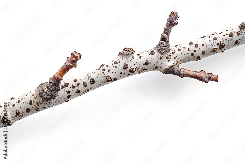 Poster birch tree branch isolated on white background with clipping path.