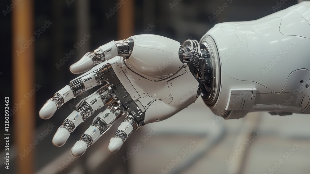 Poster a futuristic robotic hand with intricate mechanical details, showcasing advanced technology and desi