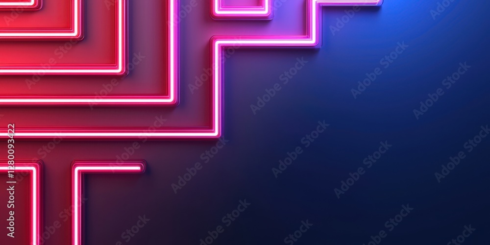 Poster A vibrant, abstract background featuring neon lines in pink and blue, creating a modern and dynamic visual effect.